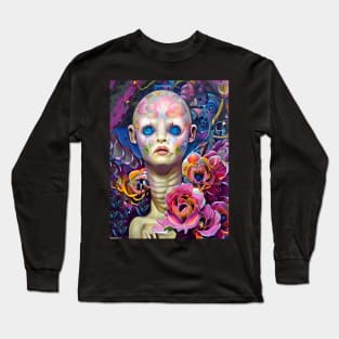 Cool Creepy Doll Surreal Floral Pop Art Dream Long Sleeve T-Shirt